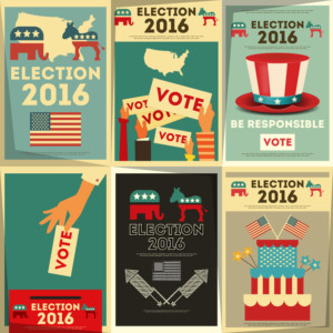 Presidential Election Voting Poster Set. Vector Illustration.